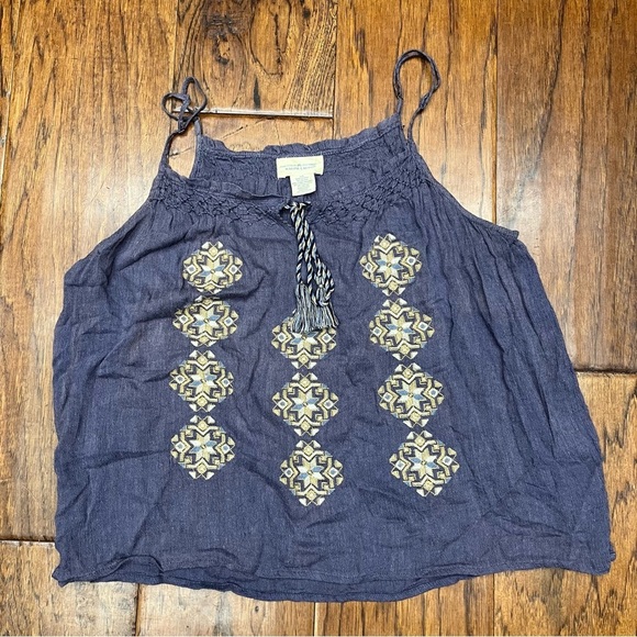 Denim & Supply Ralph Lauren Blue Sleeveless Camisole with Embroidered Design - Picture 1 of 6